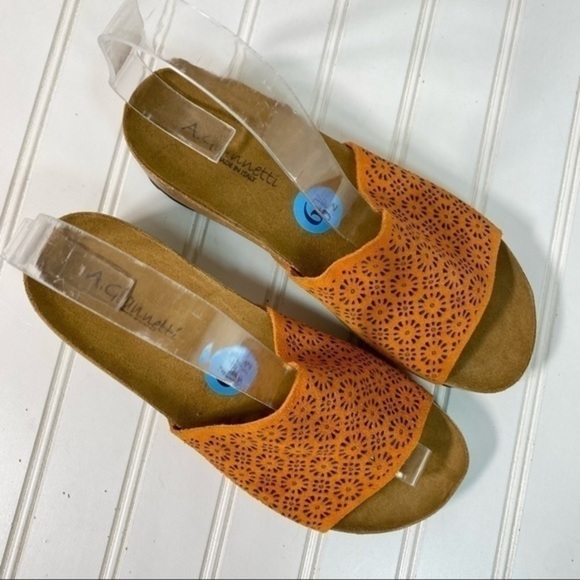 A.‎ Giannetti Perforated Slip onSandals Size 6.5 Orange Suede - Picture 2 of 10